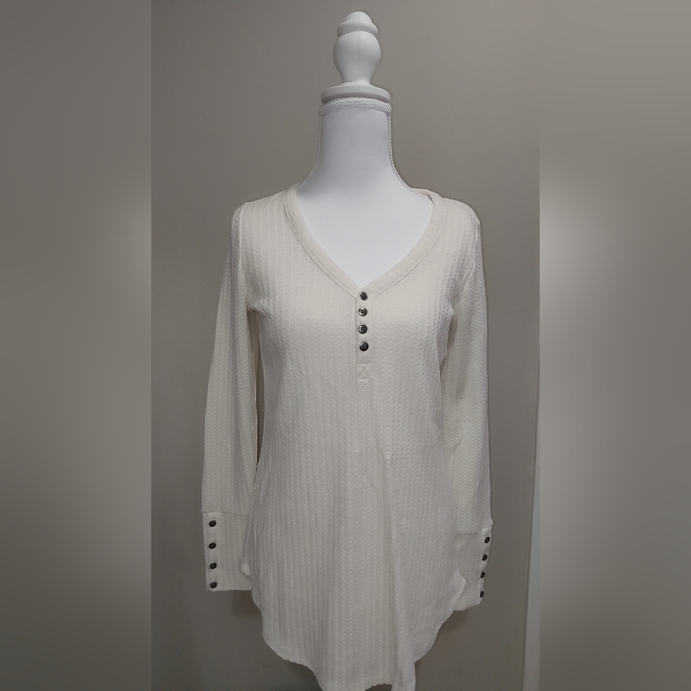 Women's Cream Button-Down Top